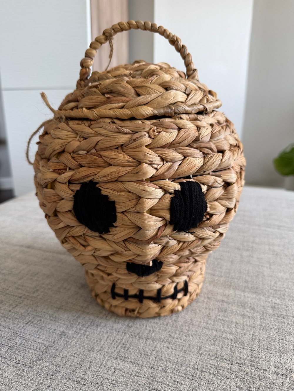 Halloween Skull Rattan / Wicker Basket 12"